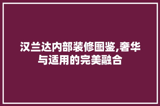 汉兰达内部装修图鉴,奢华与适用的完美融合 汉兰达内部装修图鉴,奢华与适用的完美融合 MI家公司推荐