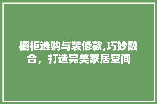 橱柜选购与装修款,巧妙融合，打造完美家居空间 橱柜选购与装修款,巧妙融合，打造完美家居空间 MI家公司推荐