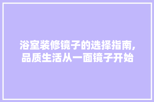 浴室装修镜子的选择指南,品质生活从一面镜子开始 浴室装修镜子的选择指南,品质生活从一面镜子开始 MI家公司推荐