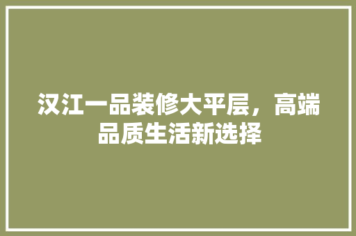 汉江一品装修大平层，高端品质生活新选择 汉江一品装修大平层，高端品质生活新选择 MI家公司推荐