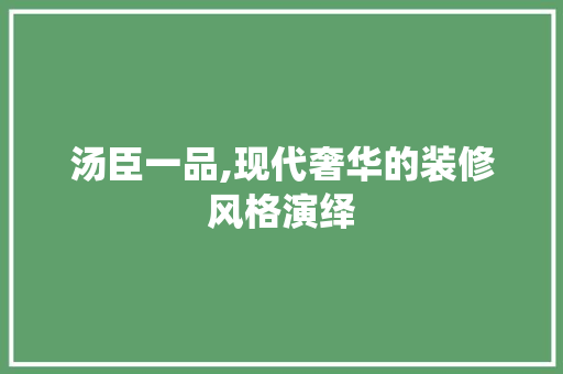 汤臣一品,现代奢华的装修风格演绎
