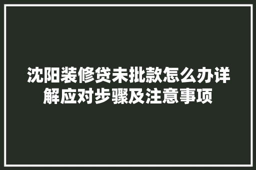 沈阳装修贷未批款怎么办详解应对步骤及注意事项(沈阳装修贷款申请需要条件)