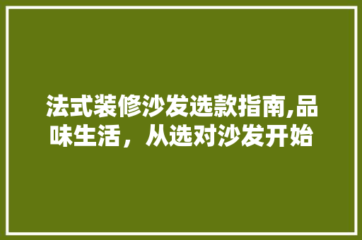 法式装修沙发选款指南,品味生活，从选对沙发开始 法式装修沙发选款指南,品味生活，从选对沙发开始 MI家公司推荐