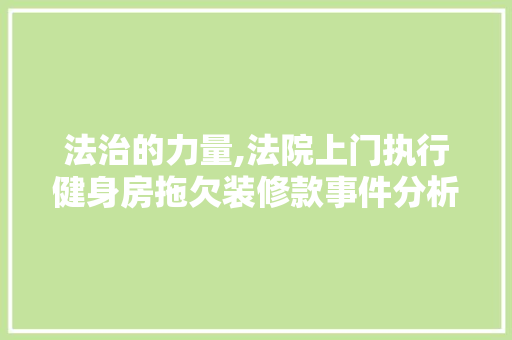 法治的力量,法院上门执行健身房拖欠装修款事件分析 法治的力量,法院上门执行健身房拖欠装修款事件分析 MI家公司推荐