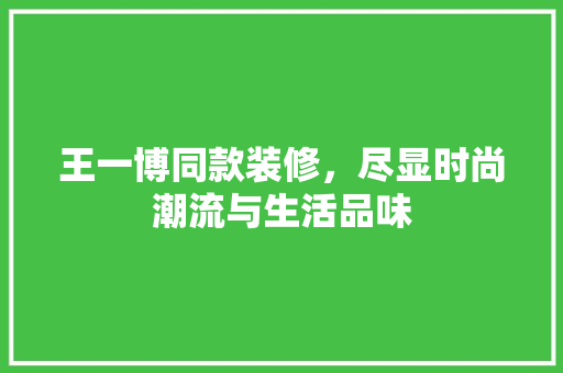 王一博同款装修，尽显时尚潮流与生活品味 王一博同款装修，尽显时尚潮流与生活品味 MI家设计指南