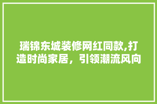 瑞锦东城装修网红同款,打造时尚家居，引领潮流风向标 瑞锦东城装修网红同款,打造时尚家居，引领潮流风向标 MI家公司推荐