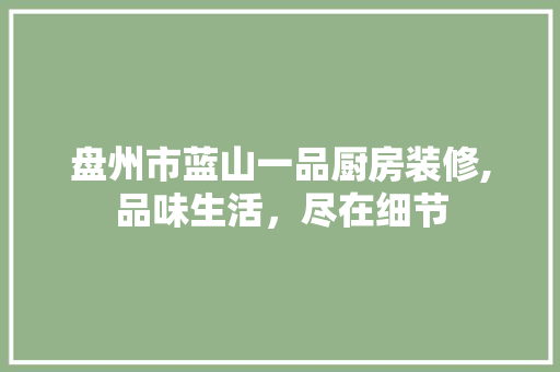 盘州市蓝山一品厨房装修,品味生活，尽在细节 盘州市蓝山一品厨房装修,品味生活，尽在细节 MI家装修攻略
