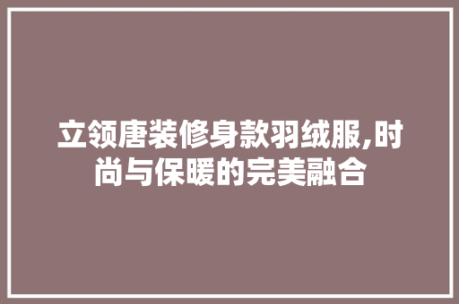 立领唐装修身款羽绒服,时尚与保暖的完美融合 立领唐装修身款羽绒服,时尚与保暖的完美融合 MI家设计百科