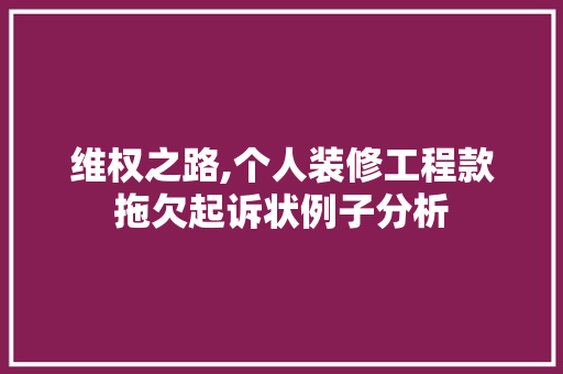 维权之路,个人装修工程款拖欠起诉状例子分析 维权之路,个人装修工程款拖欠起诉状例子分析 MI家装修攻略