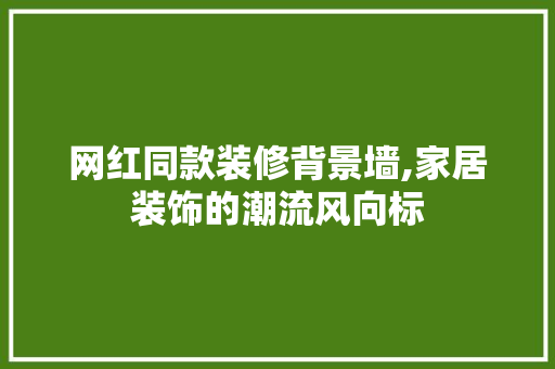 网红同款装修背景墙,家居装饰的潮流风向标 网红同款装修背景墙,家居装饰的潮流风向标 MI家设计指南