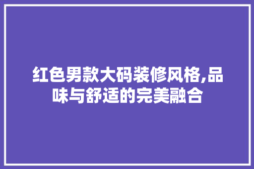 红色男款大码装修风格,品味与舒适的完美融合 红色男款大码装修风格,品味与舒适的完美融合 MI家设计百科