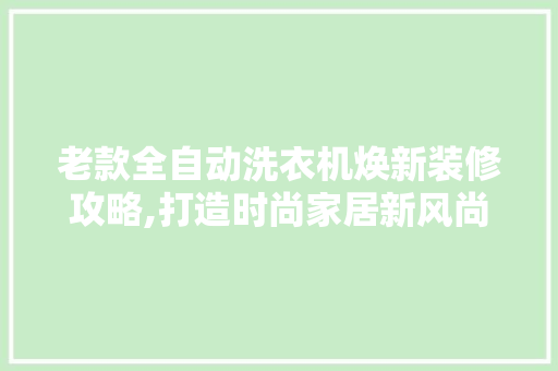 老款全自动洗衣机焕新装修攻略,打造时尚家居新风尚 老款全自动洗衣机焕新装修攻略,打造时尚家居新风尚 MI家装修攻略