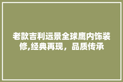 老款吉利远景全球鹰内饰装修,经典再现，品质传承 老款吉利远景全球鹰内饰装修,经典再现，品质传承 MI家设计百科