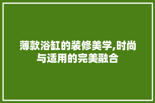 薄款浴缸的装修美学,时尚与适用的完美融合 薄款浴缸的装修美学,时尚与适用的完美融合 MI家装修经验