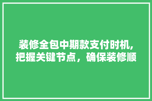 装修全包中期款支付时机,把握关键节点，确保装修顺利进行 装修全包中期款支付时机,把握关键节点，确保装修顺利进行 MI家装修攻略