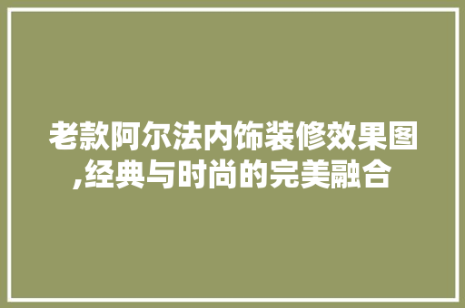 老款阿尔法内饰装修效果图,经典与时尚的完美融合 老款阿尔法内饰装修效果图,经典与时尚的完美融合 MI家装修攻略