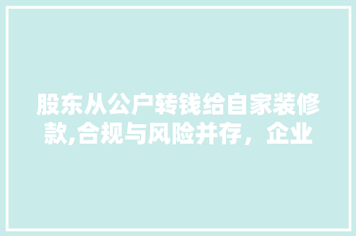 股东从公户转钱给自家装修款,合规与风险并存，企业治理需强化 股东从公户转钱给自家装修款,合规与风险并存，企业治理需强化 MI家装修经验